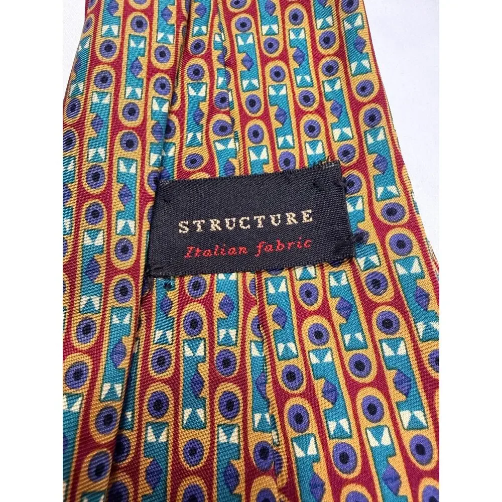 Vintage Structure 100% Silk Tie Geometric Abstract USA 4